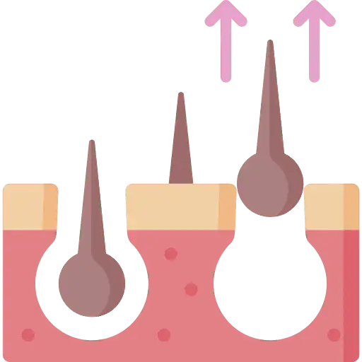 follicoli stimolati, capelli più lunghi.